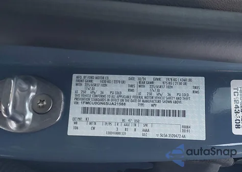 2025 Ford Escape Active из США, поврежденный, VIN 1FMCU0GN6SUA21588